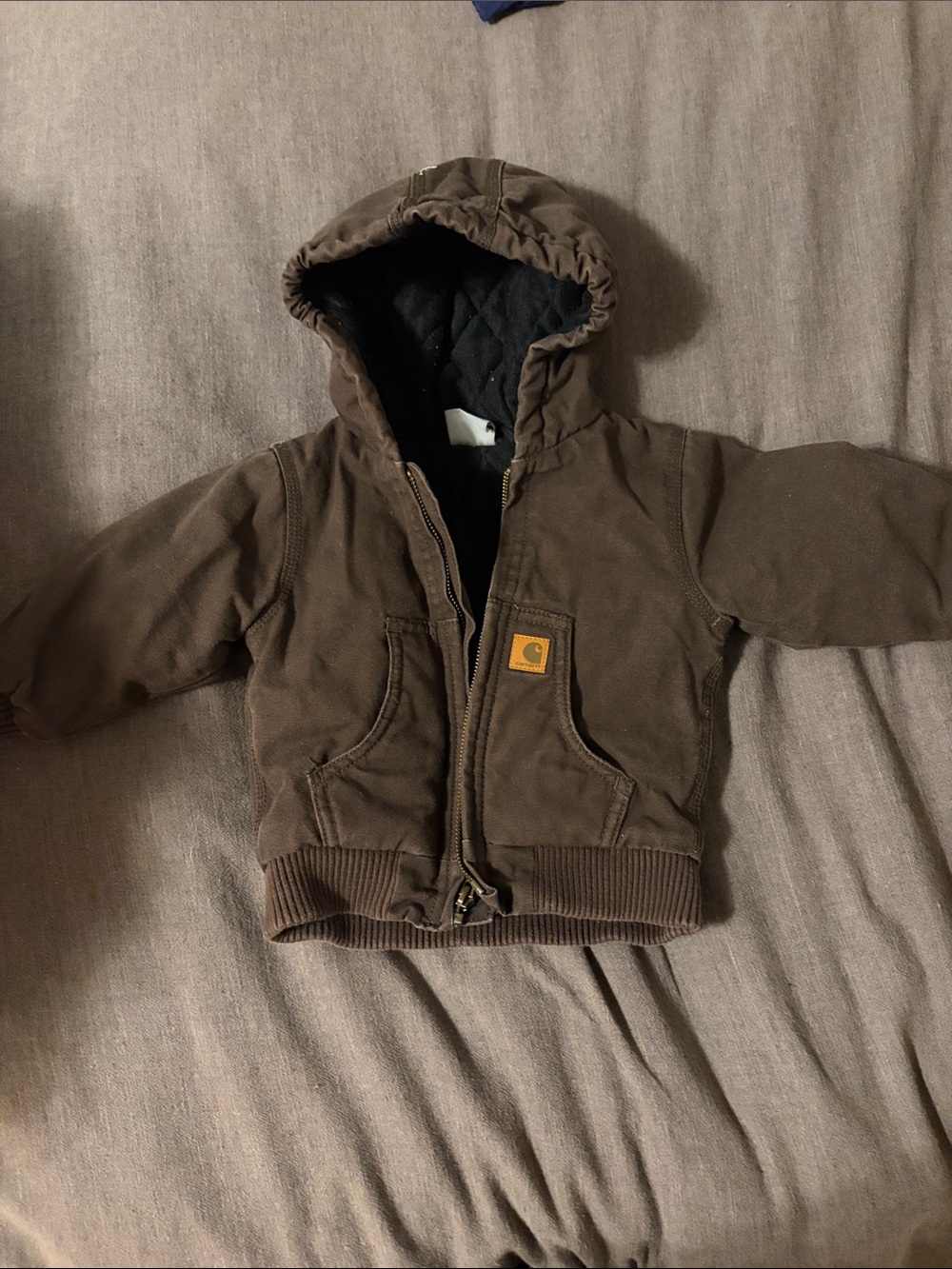 Carhartt Brown Kids Hooded Quilt-Lined Jacket